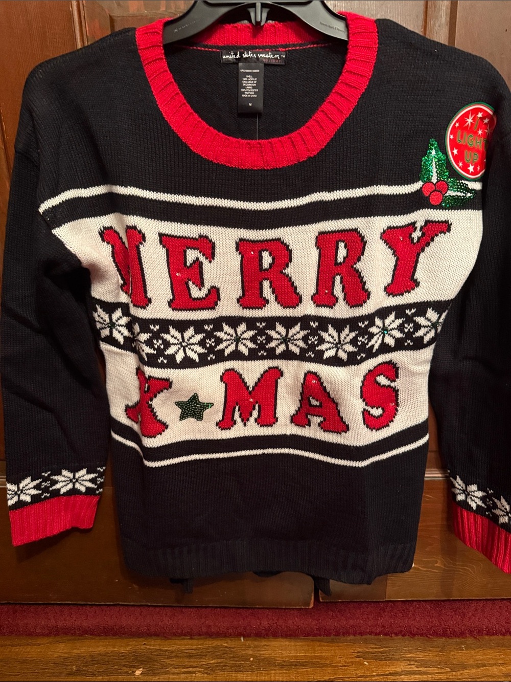 Merry X-Mas Light Up Crewneck Sweater